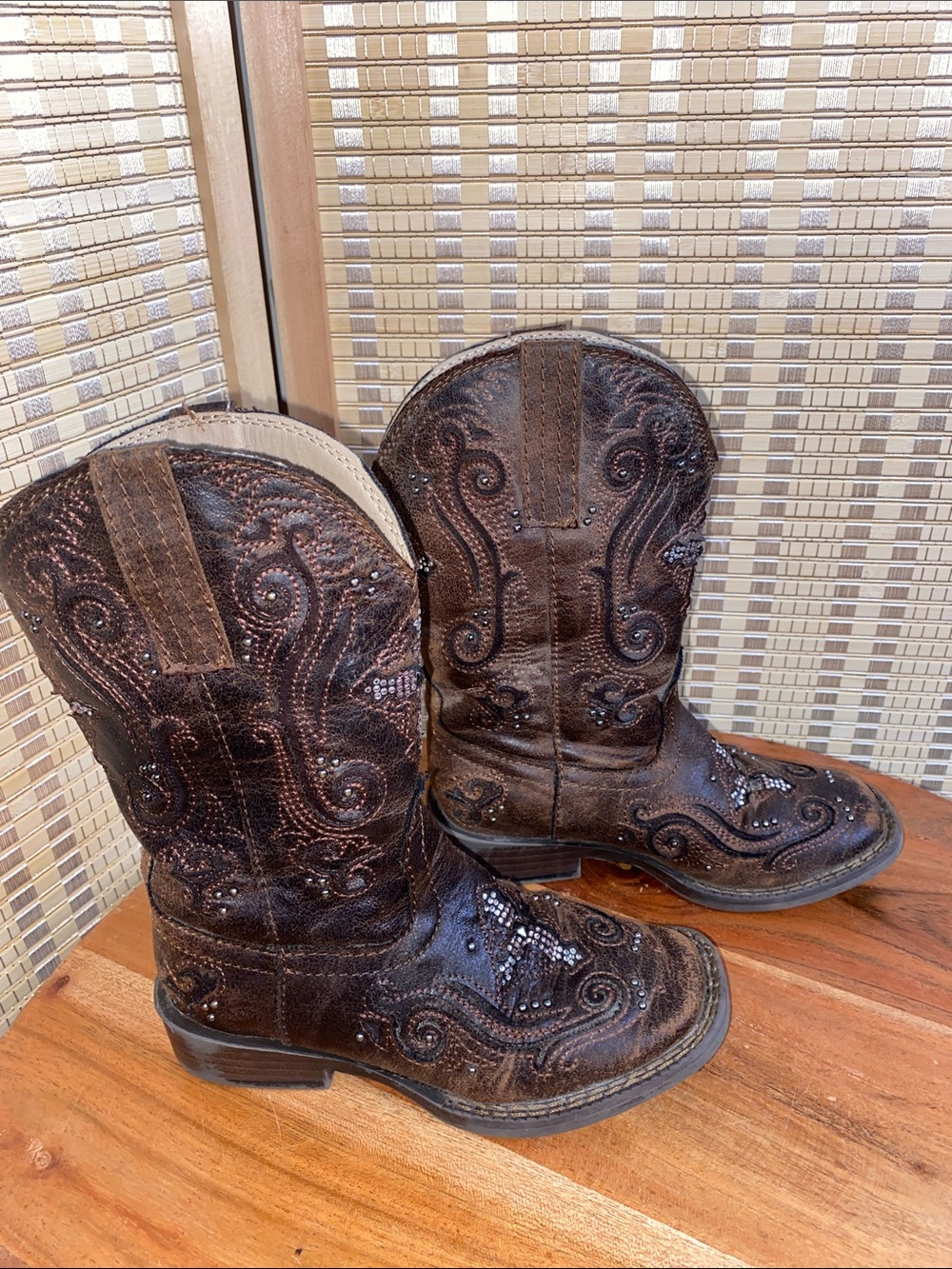 Roper 10 Toddler Girls Crystal Cross Inlay Western Boots